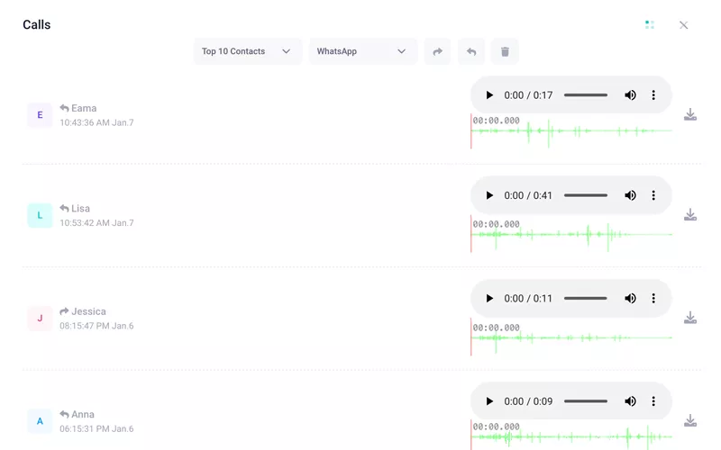 錄製 WhatsApp 語音/視頻通話